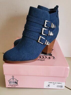 Never worn, Crown Vintage Denim Ankle Boots, Size 9M